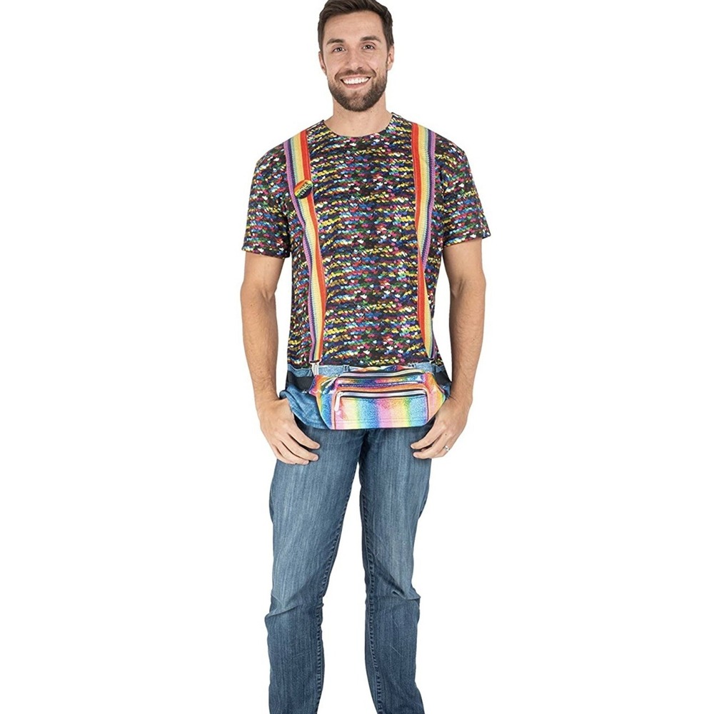 Faux Real mens S short sleeve rainbow gay‎ pride Fanny Pack Graphic T-shirt
